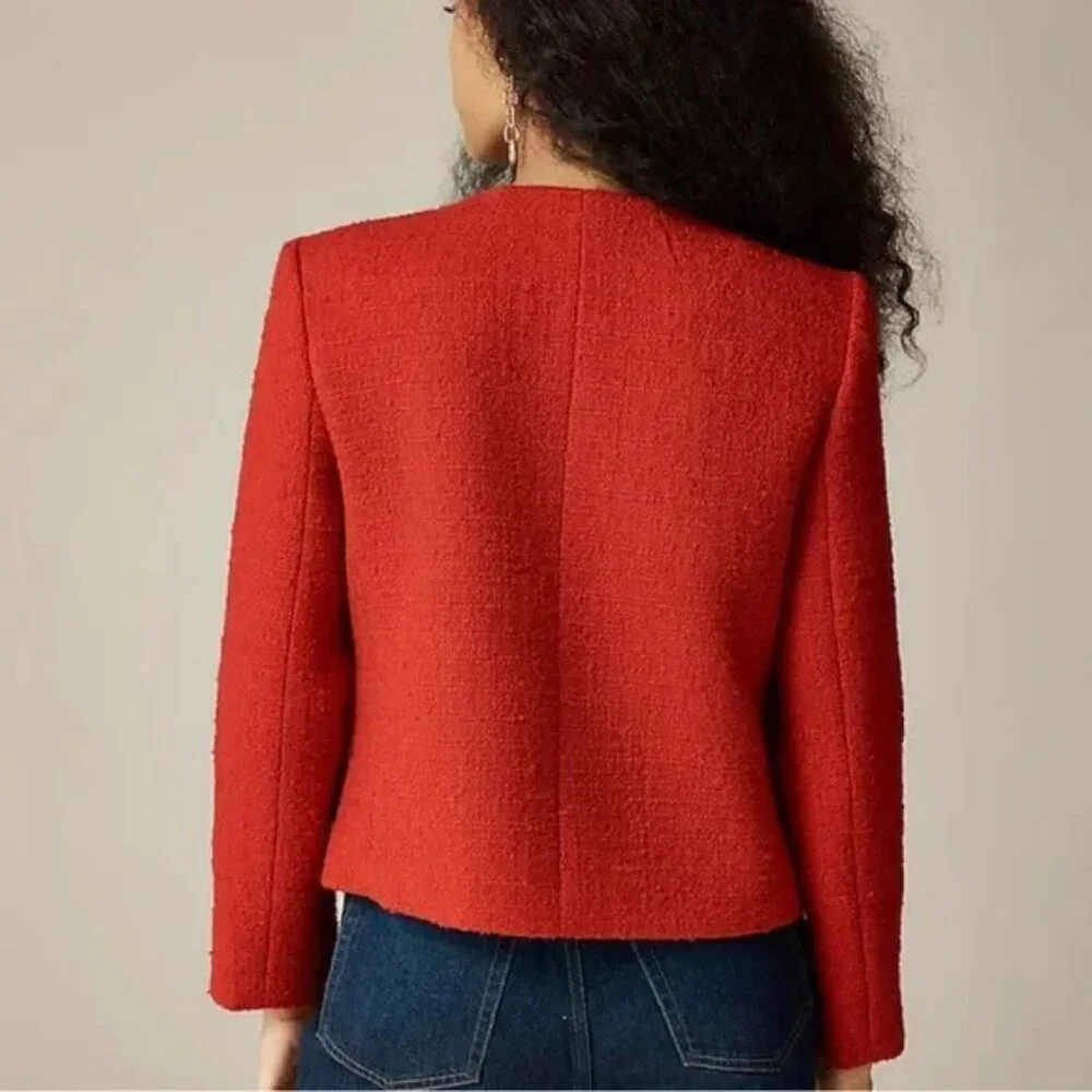 NWT J.Crew Isabelle Lady Jacket in Radiant Ruby Red Tweed 16 $248 - Picture 4 of 8